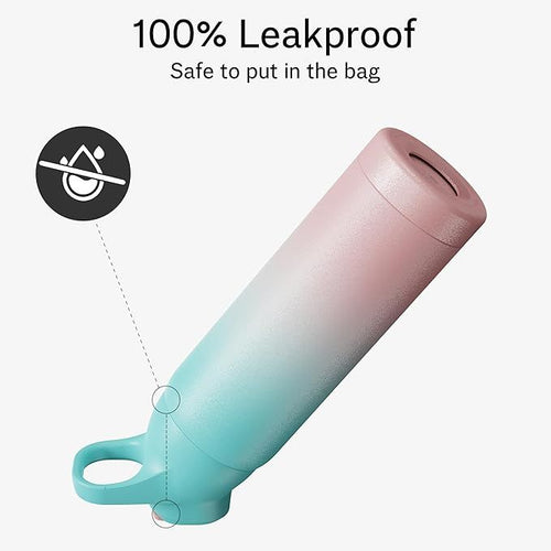 Insulated stainless steel water bottle with straw